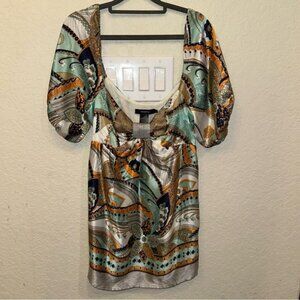 Arden B Vintage 90’s Y2K Small Multi Color 100% Silk Fall Ruffle Sleeve Blouse